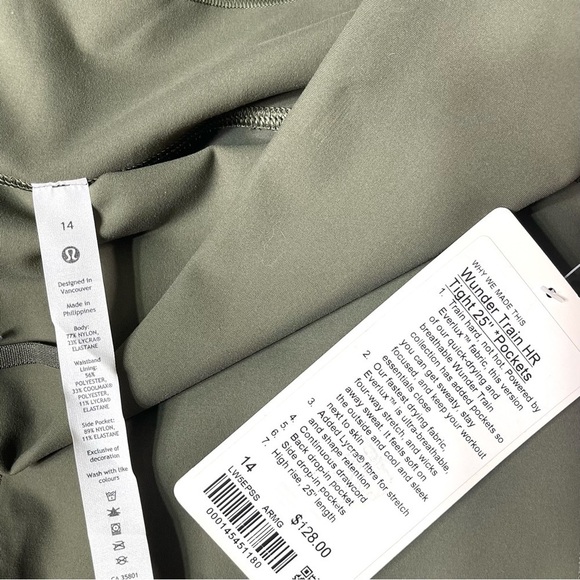 Lululemon Wunder Train High Rise Tights Pants w Pockets Leggings Army Green NWT - Picture 8 of 11